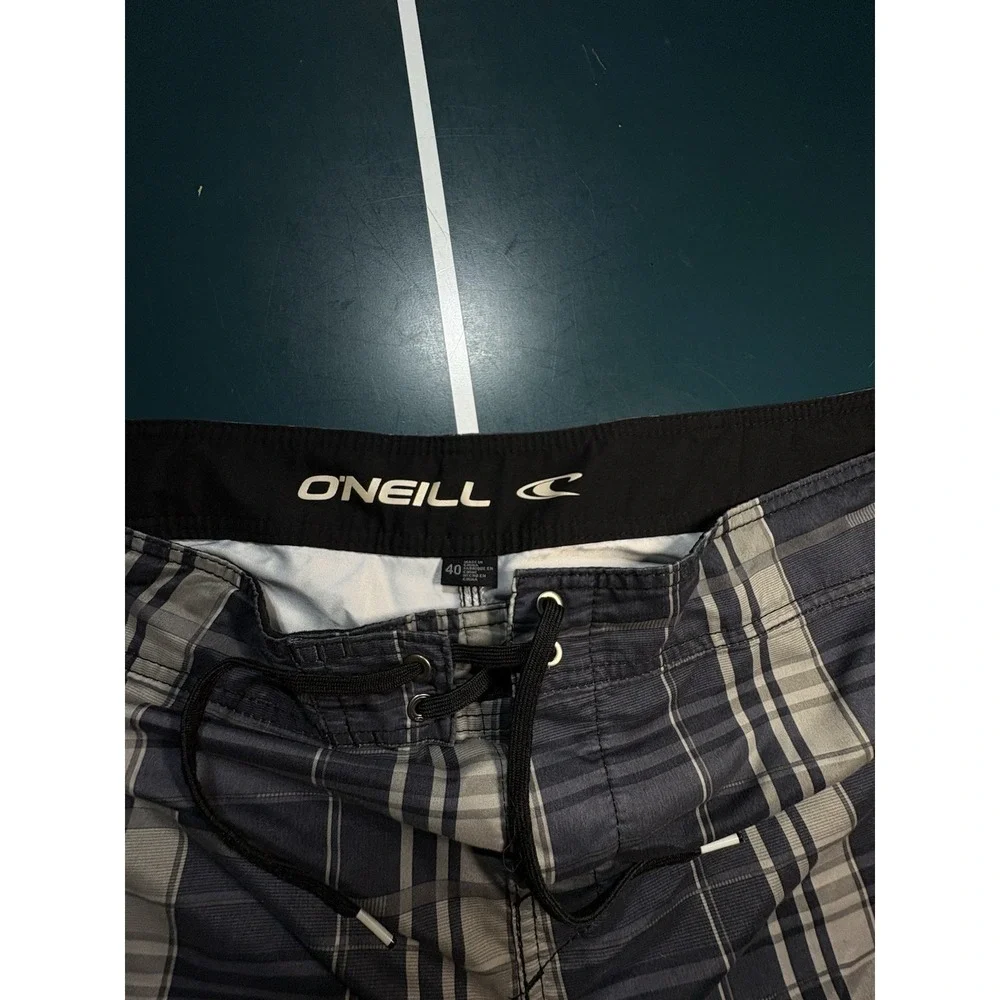 Y2K O'Neill Santa Cruz Plaid Board Shorts Swim Trunks Men's Size 40 Suit Beach‎